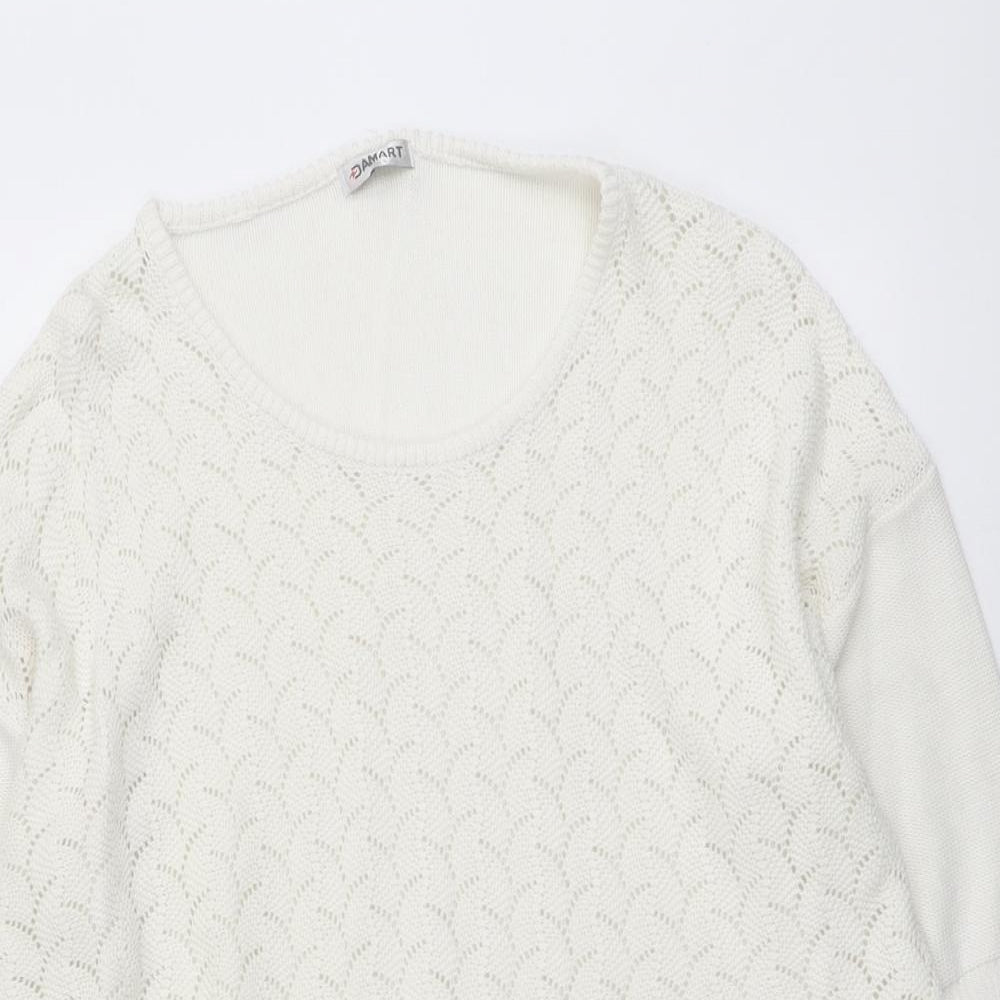 Damart Womens Ivory Round Neck Acrylic Shrug Jumper Size 20