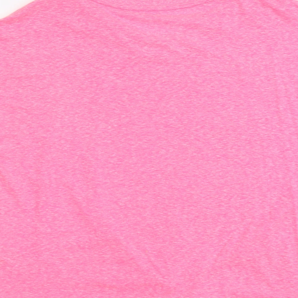 Marks and Spencer Girls Pink Polyester Basic T-Shirt Size 12-13 Years Round Neck Pullover - Summer