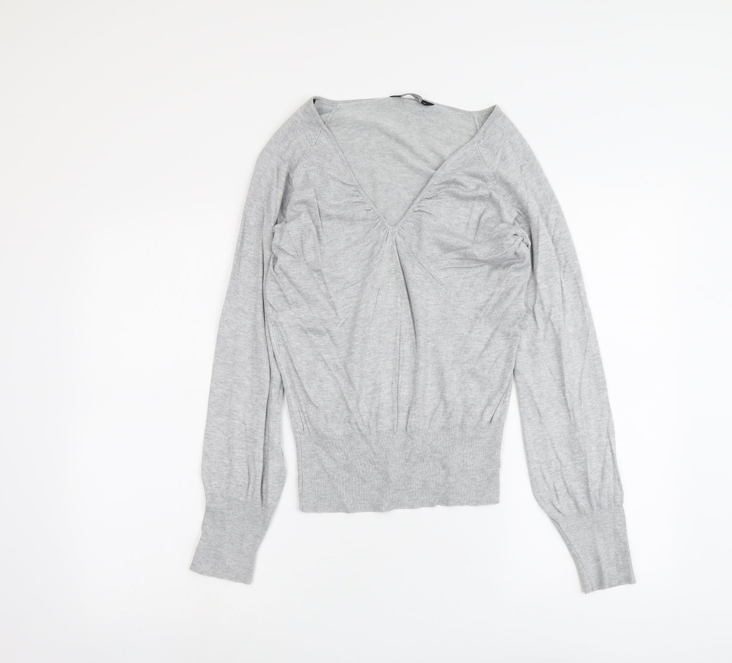 Dorothy Perkins Womens Grey V-Neck Viscose Pullover Jumper Size 12