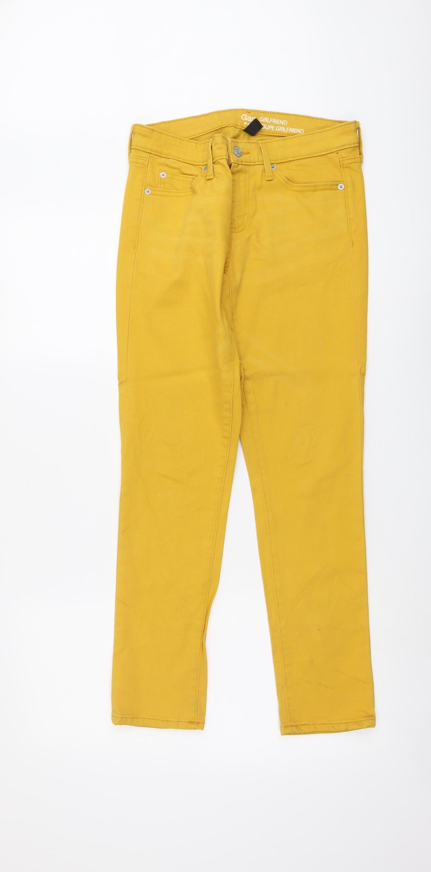 Gap Womens Yellow Cotton Straight Jeans Size 4 L29 in Regular Button