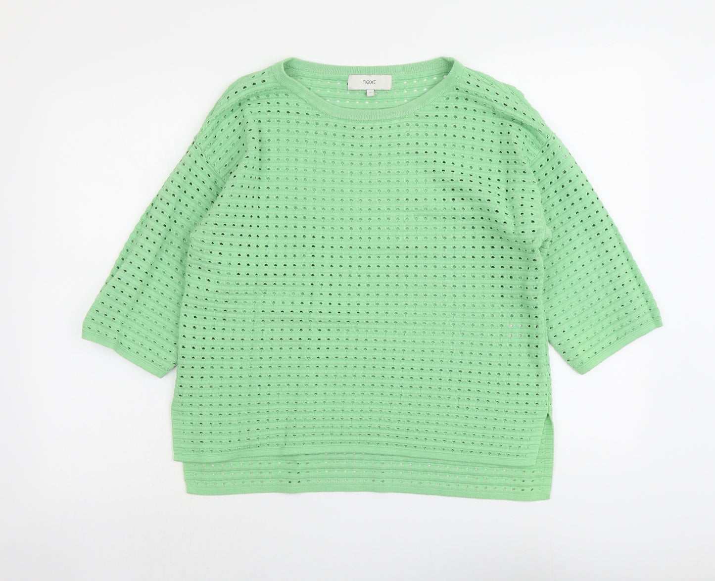 NEXT Womens Green Round Neck Cotton Pullover Jumper Size 10