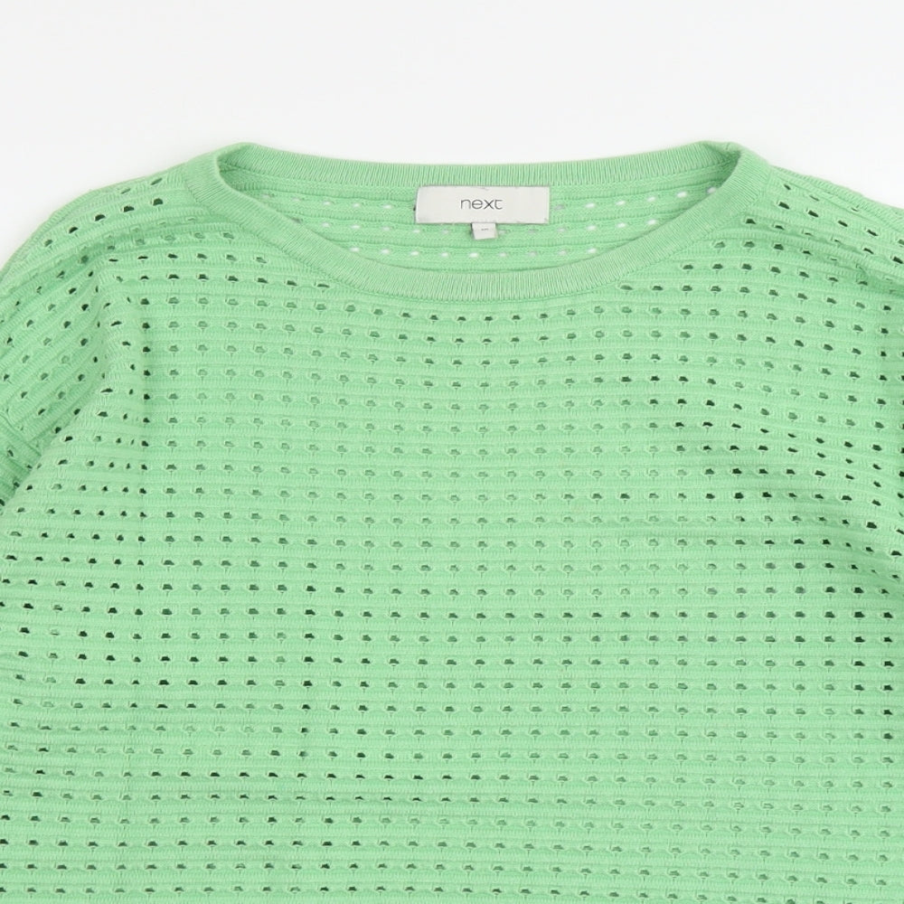 NEXT Womens Green Round Neck Cotton Pullover Jumper Size 10