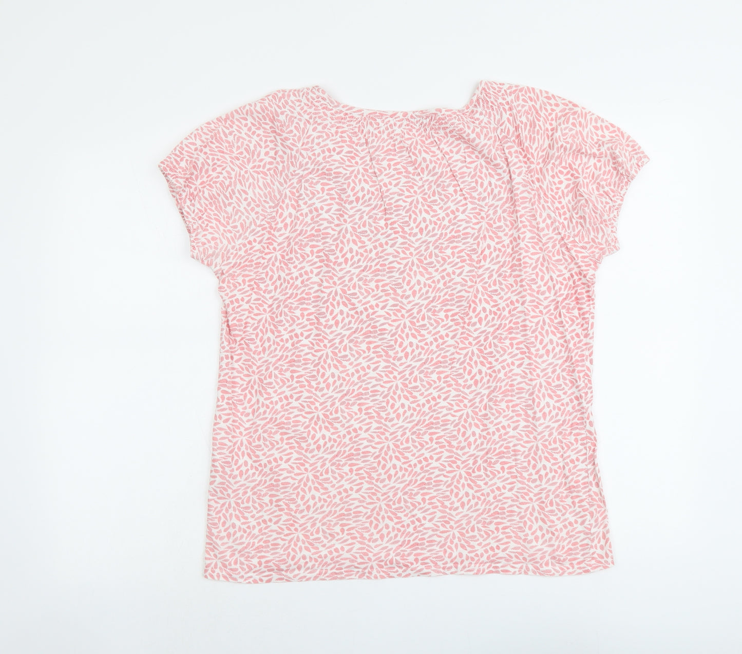 EWM Womens Pink Geometric Cotton Basic T-Shirt Size 14 Round Neck