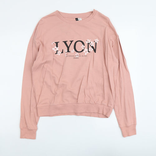 H&M Womens Pink Cotton Pullover Sweatshirt Size M Pullover - Lyon