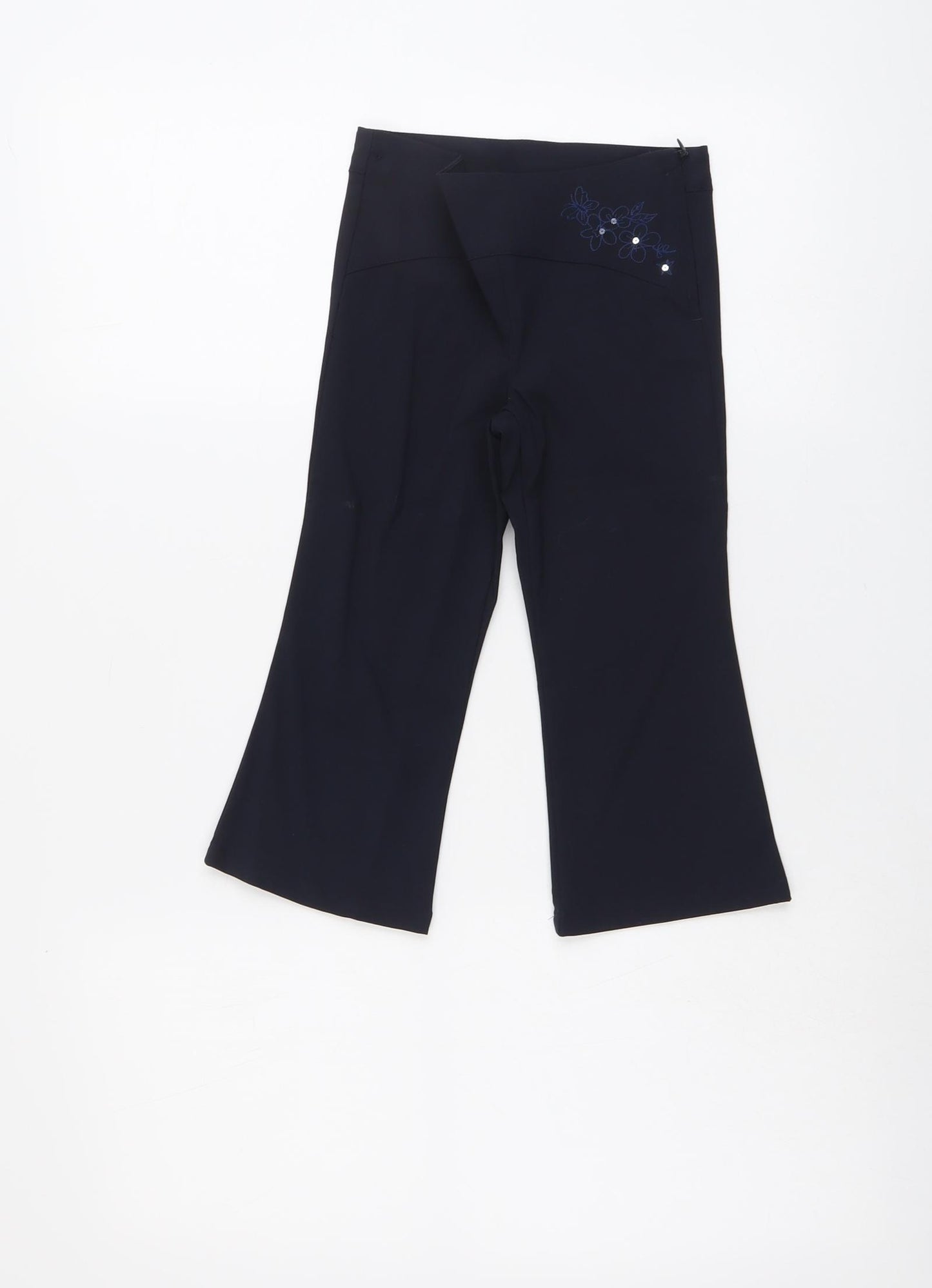 NEXT Girls Blue Polyester Jogger Trousers Size 3 Years Regular Zip - Floral Detail