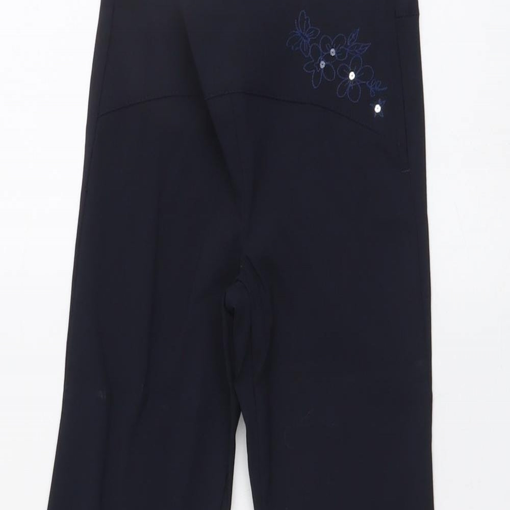 NEXT Girls Blue Polyester Jogger Trousers Size 3 Years Regular Zip - Floral Detail