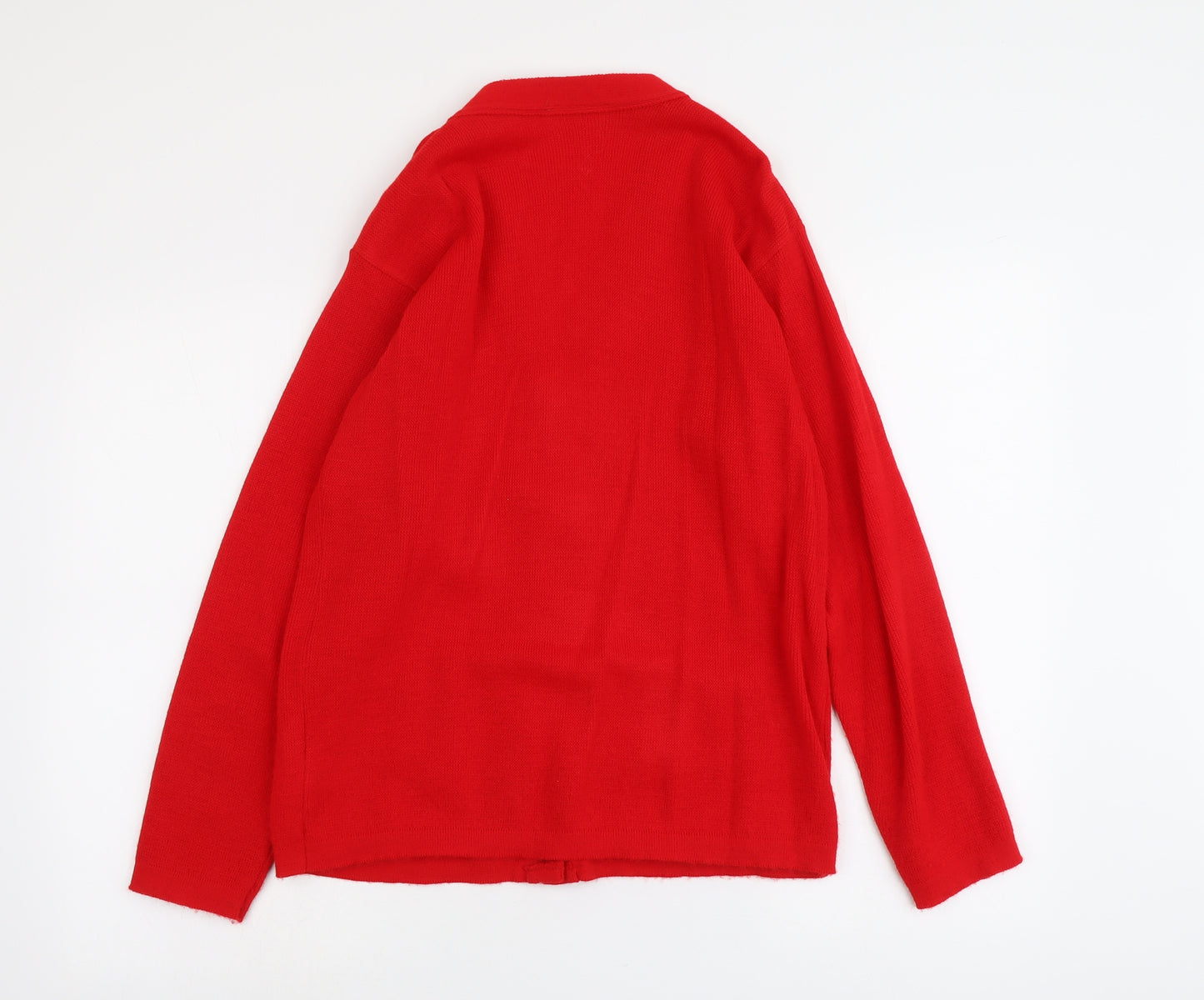 Fresh Look Womens Red V-Neck Acrylic Cardigan Jumper Size S