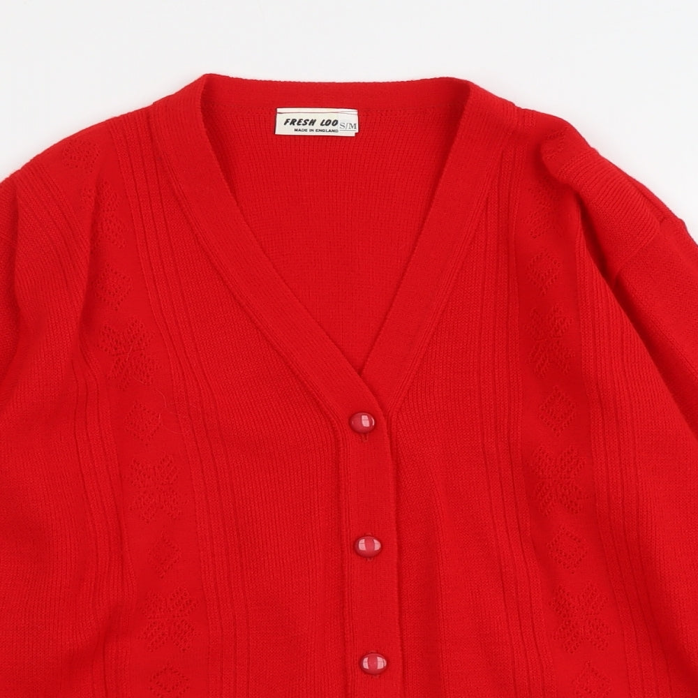 Fresh Look Womens Red V-Neck Acrylic Cardigan Jumper Size S