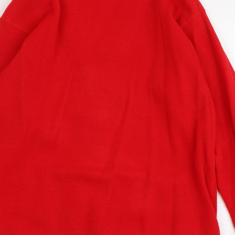 Fresh Look Womens Red V-Neck Acrylic Cardigan Jumper Size S