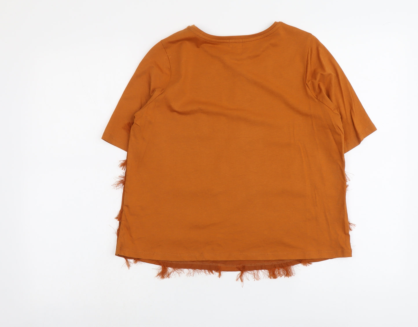 River Island Womens Brown Cotton Basic T-Shirt Size 8 Round Neck