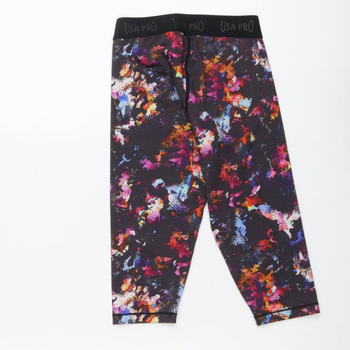 USA Pro Girls Multicoloured Geometric Polyester Cropped Trousers Size 9-10 Years Regular Pullover - Leggings