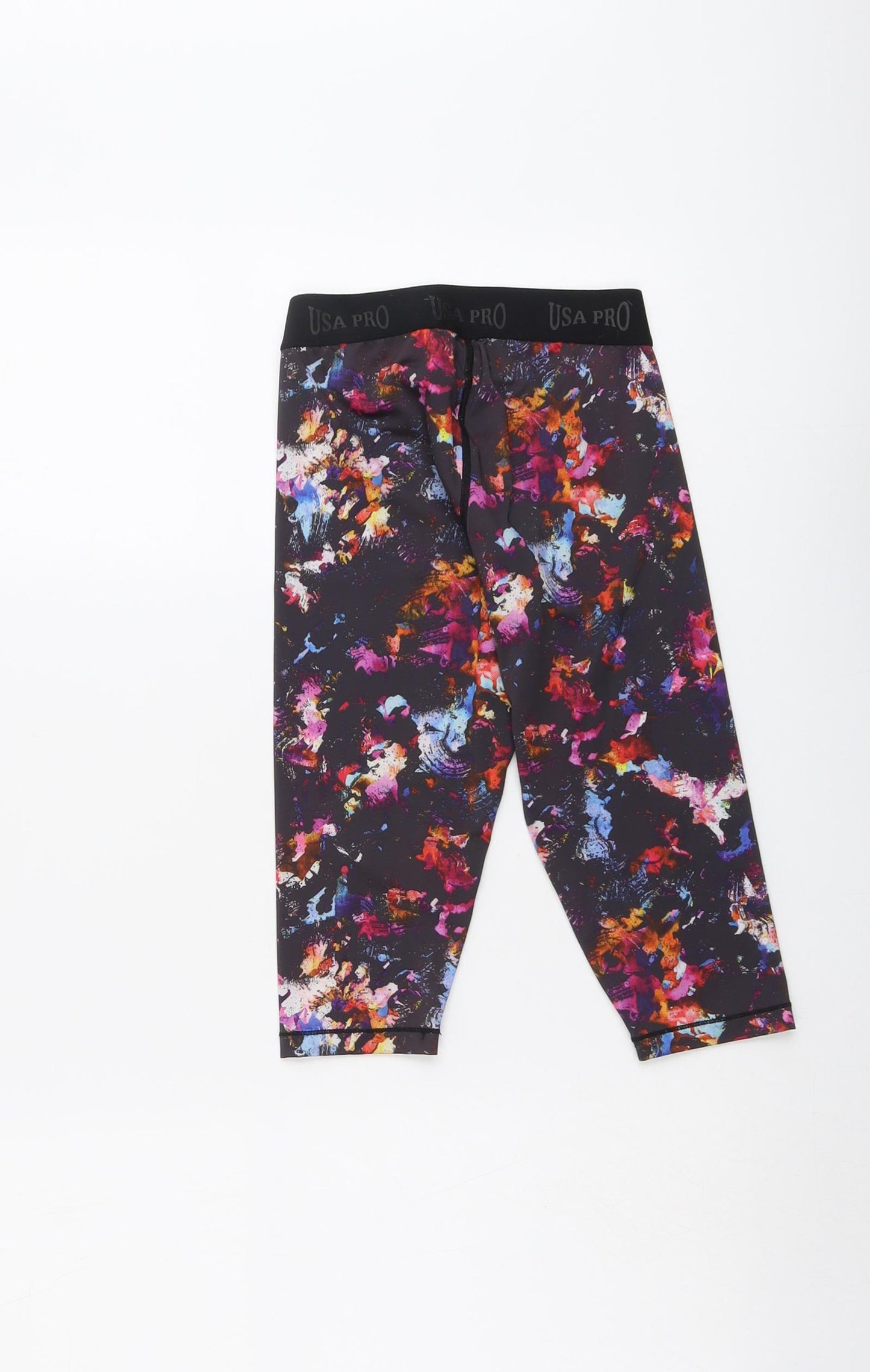 USA Pro Girls Multicoloured Geometric Polyester Cropped Trousers Size 9-10 Years Regular Pullover - Leggings