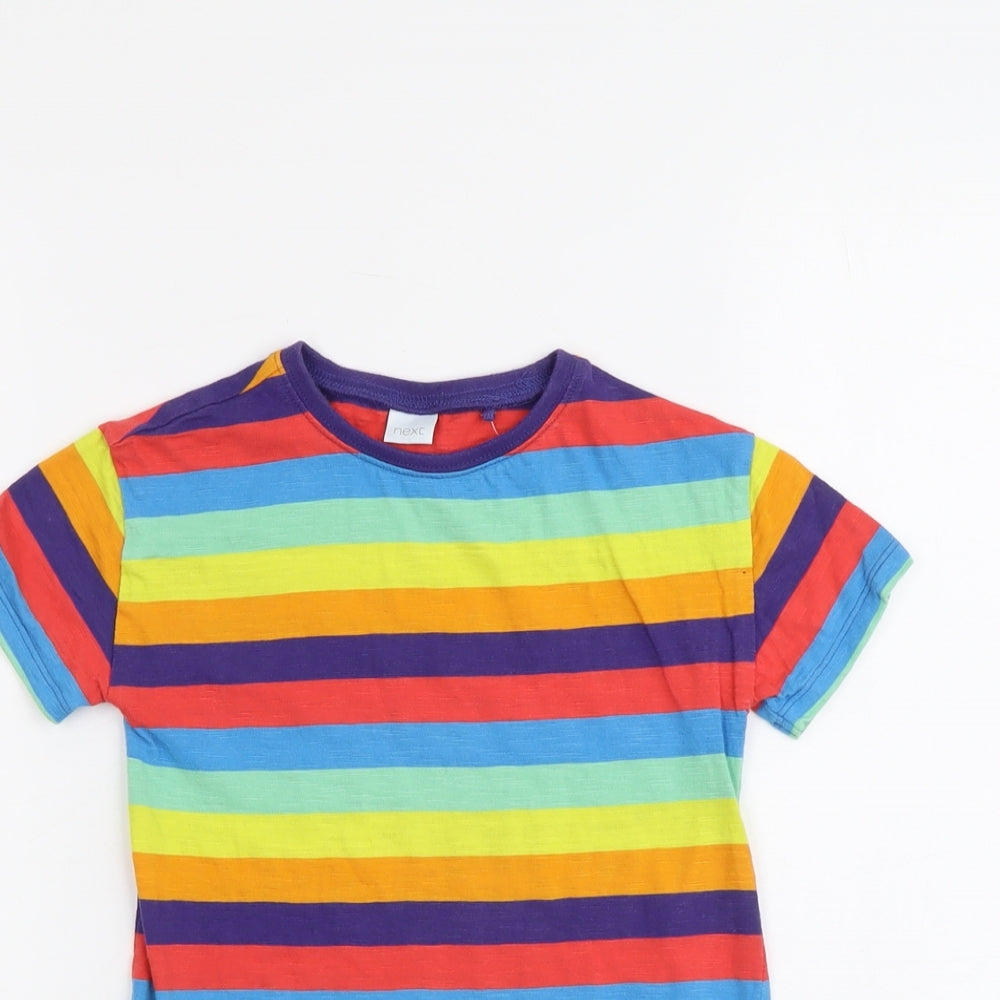 NEXT Girls Multicoloured Striped Cotton Pullover T-Shirt Size 5 Years Crew Neck Pullover