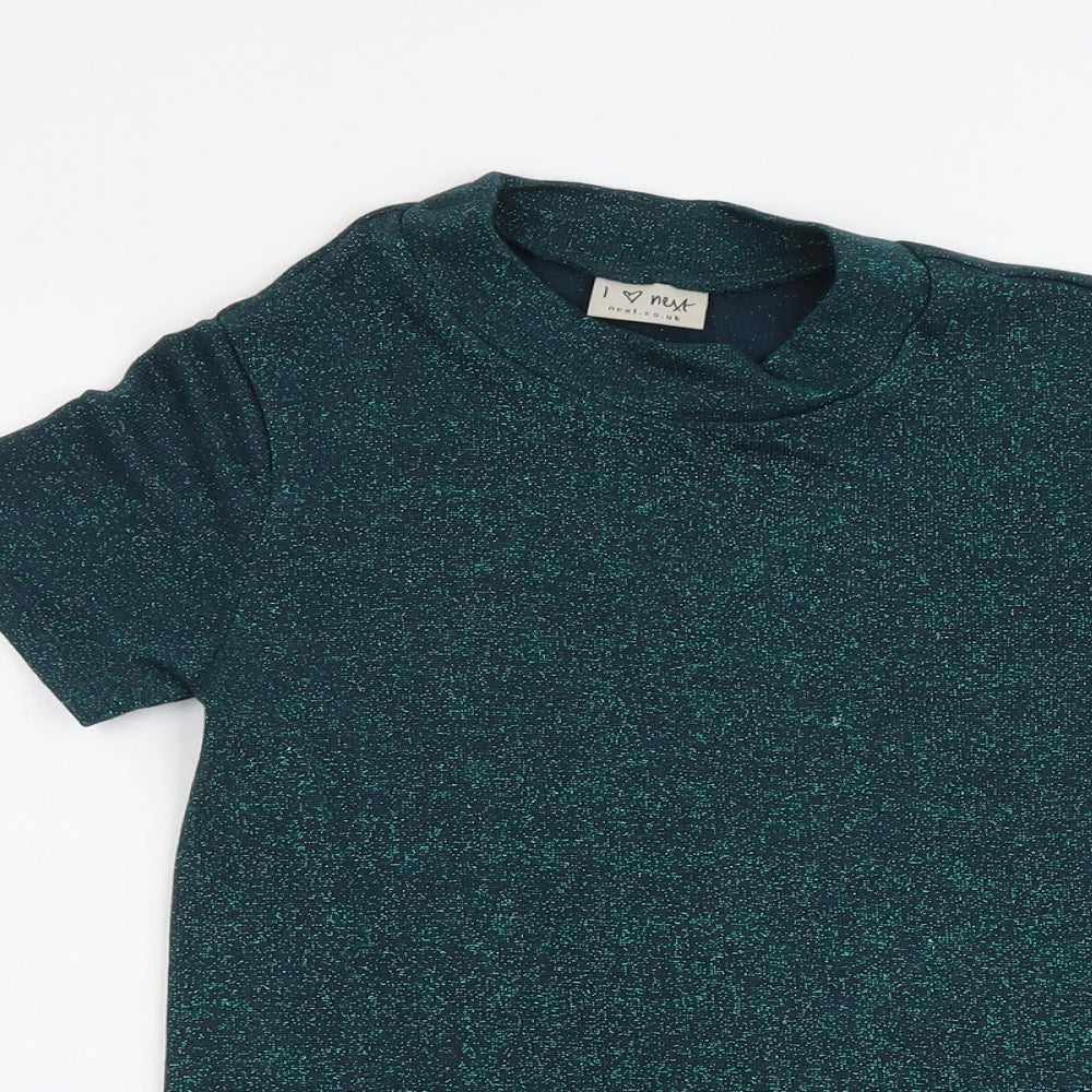 NEXT Girls Green Round Neck Viscose Pullover Jumper Size 12 Years Pullover