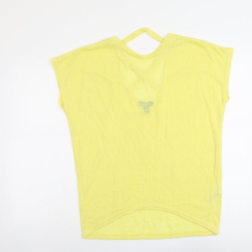 New Look Womens Yellow Polyester Basic T-Shirt Size M Round Neck