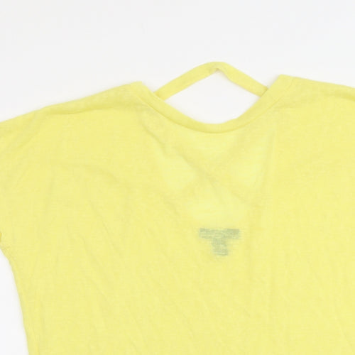 New Look Womens Yellow Polyester Basic T-Shirt Size M Round Neck
