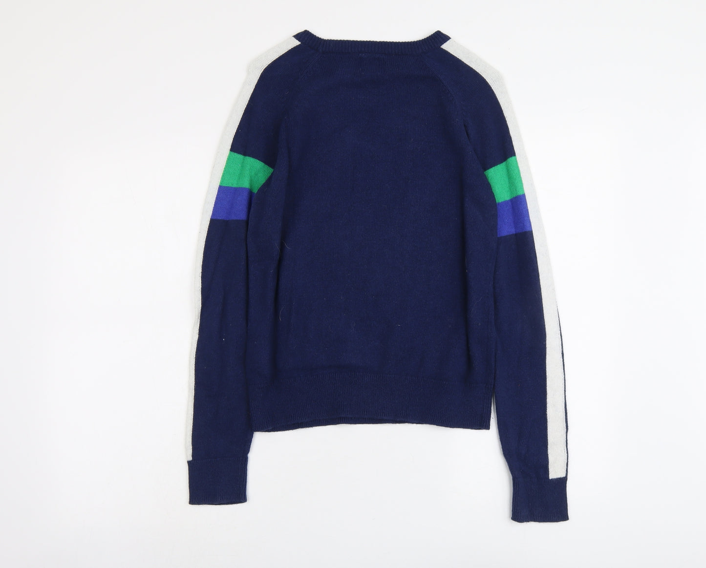 Gap Boys Blue Round Neck Striped Cotton Pullover Jumper Size 13-14 Years Pullover