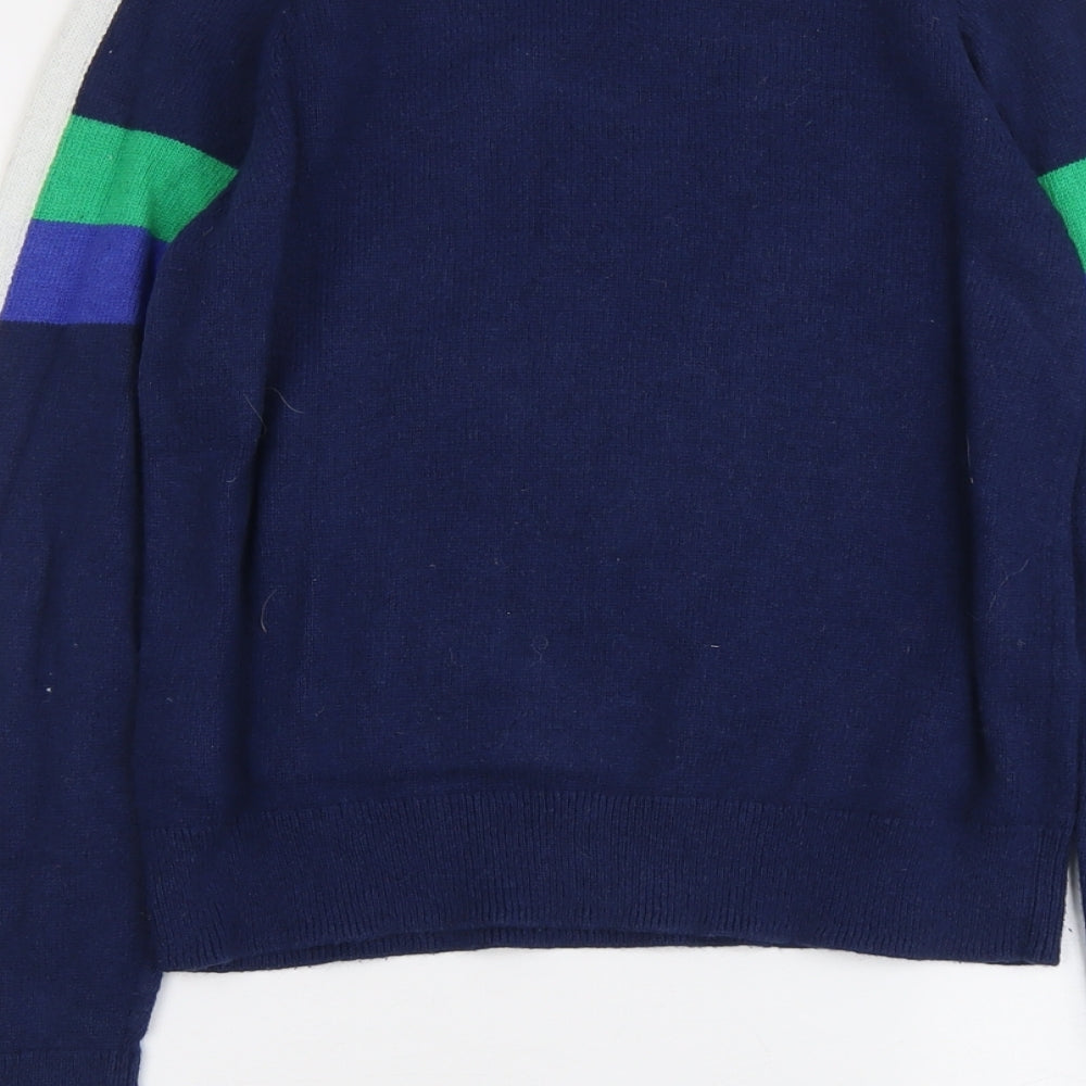 Gap Boys Blue Round Neck Striped Cotton Pullover Jumper Size 13-14 Years Pullover