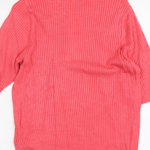 Marks and Spencer Womens Pink Round Neck Viscose Pullover Jumper Size 14
