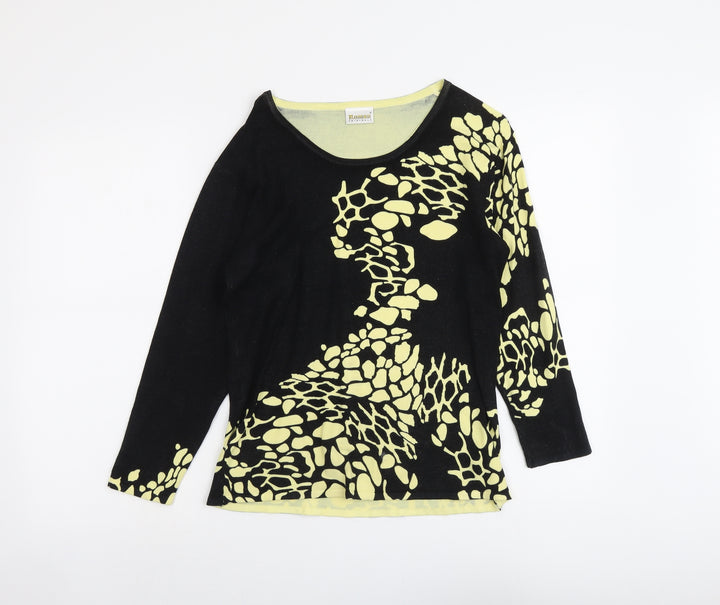Roman Womens Black Round Neck Geometric Viscose Pullover Jumper Size S