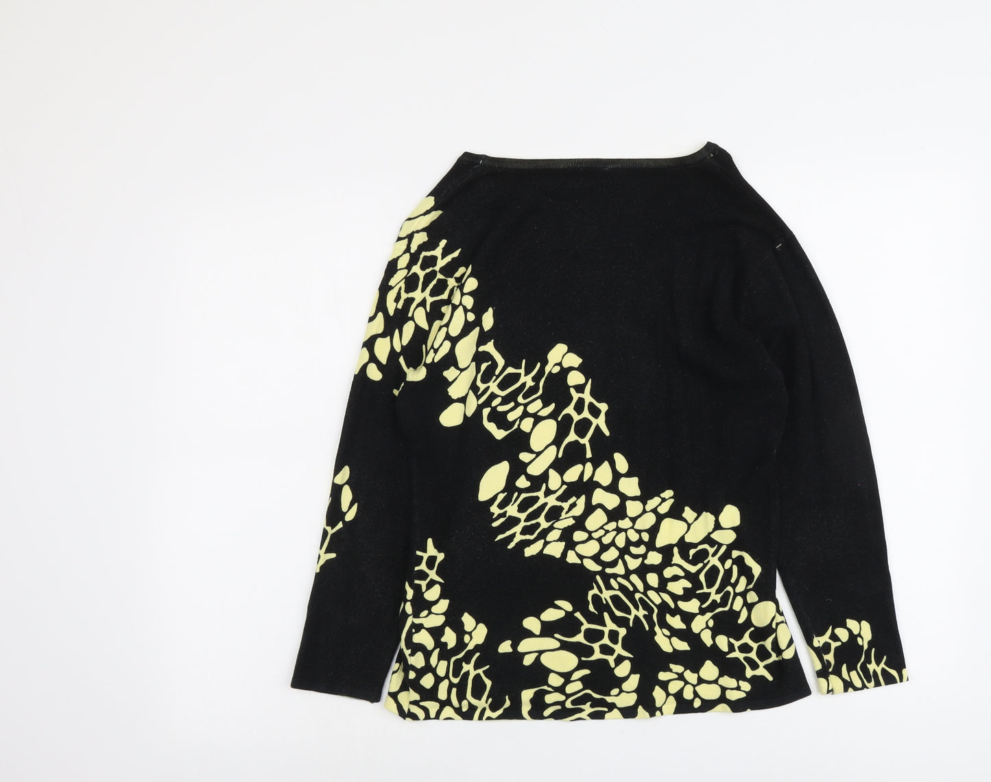 Roman Womens Black Round Neck Geometric Viscose Pullover Jumper Size S