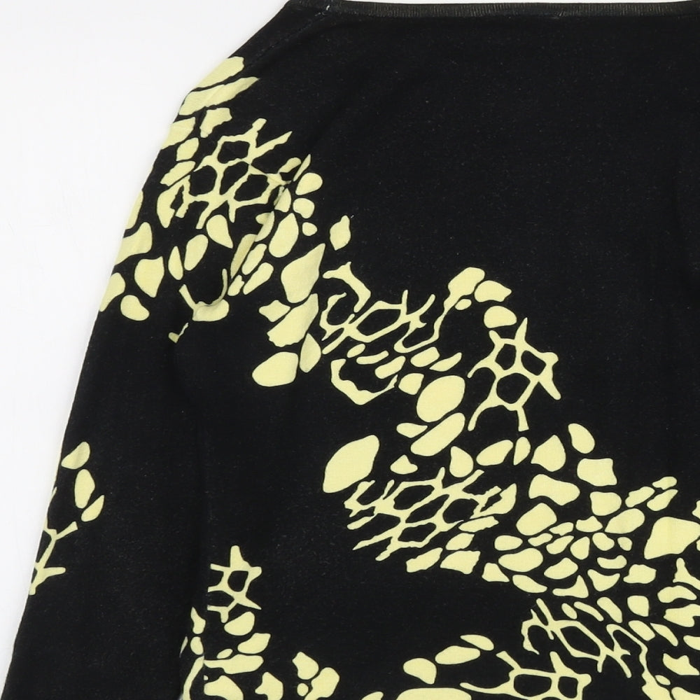 Roman Womens Black Round Neck Geometric Viscose Pullover Jumper Size S