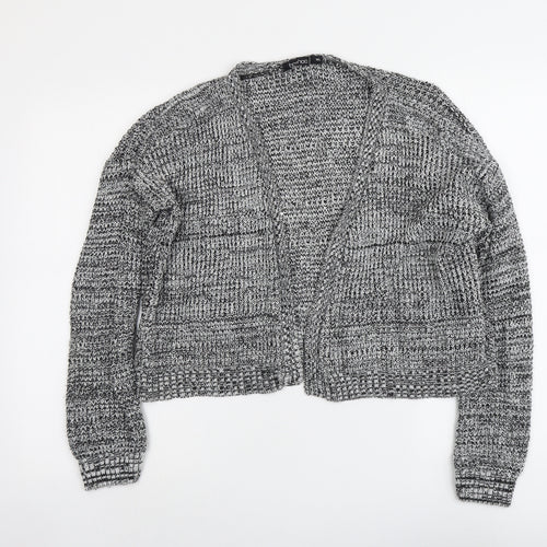 Boohoo Womens Grey V-Neck Acrylic Cardigan Jumper Size M