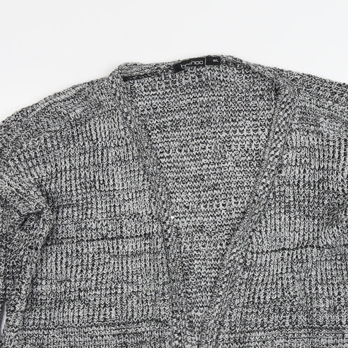Boohoo Womens Grey V-Neck Acrylic Cardigan Jumper Size M