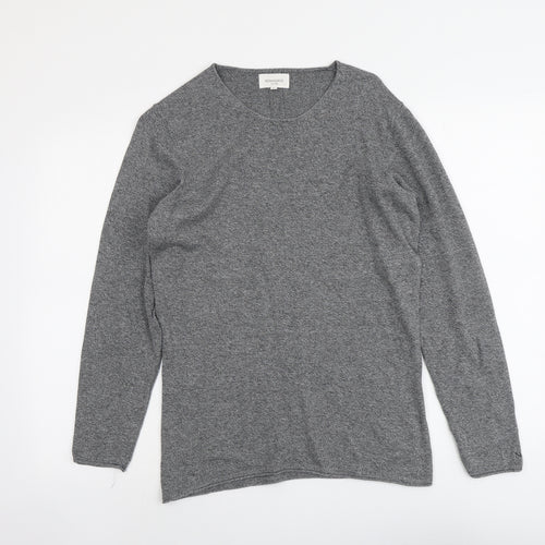 Nowadays Womens Grey Round Neck Cotton Pullover Jumper Size S