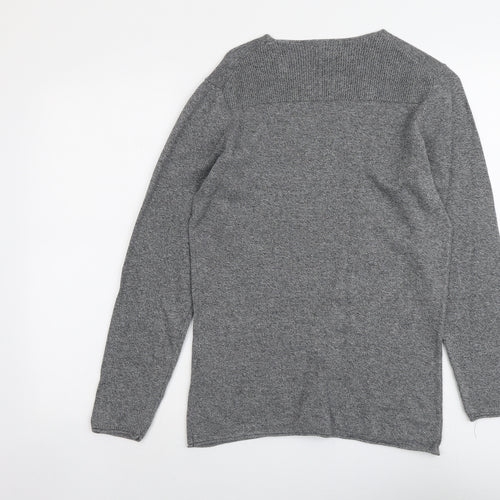 Nowadays Womens Grey Round Neck Cotton Pullover Jumper Size S