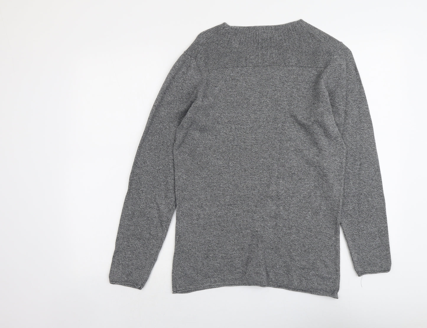 Nowadays Womens Grey Round Neck Cotton Pullover Jumper Size S