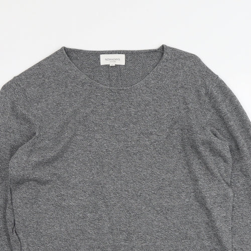Nowadays Womens Grey Round Neck Cotton Pullover Jumper Size S