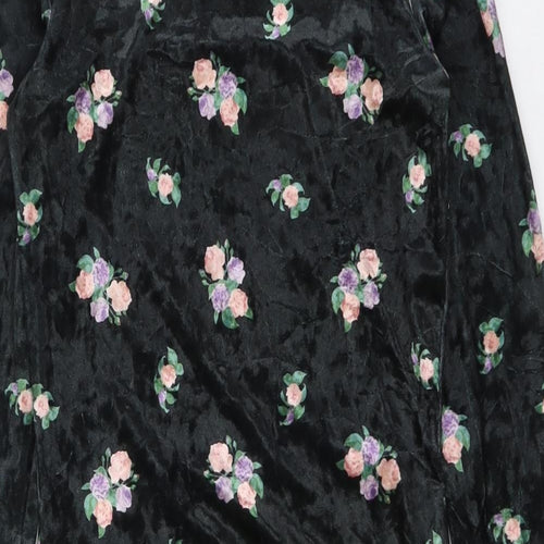 Monki Womens Green Floral Polyester Bodysuit One-Piece Size XS Snap