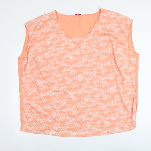 Marisota Womens Orange Polyester Basic Blouse Size 28 Round Neck