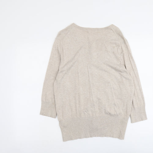 Marks and Spencer Womens Beige Round Neck Viscose Cardigan Jumper Size 18