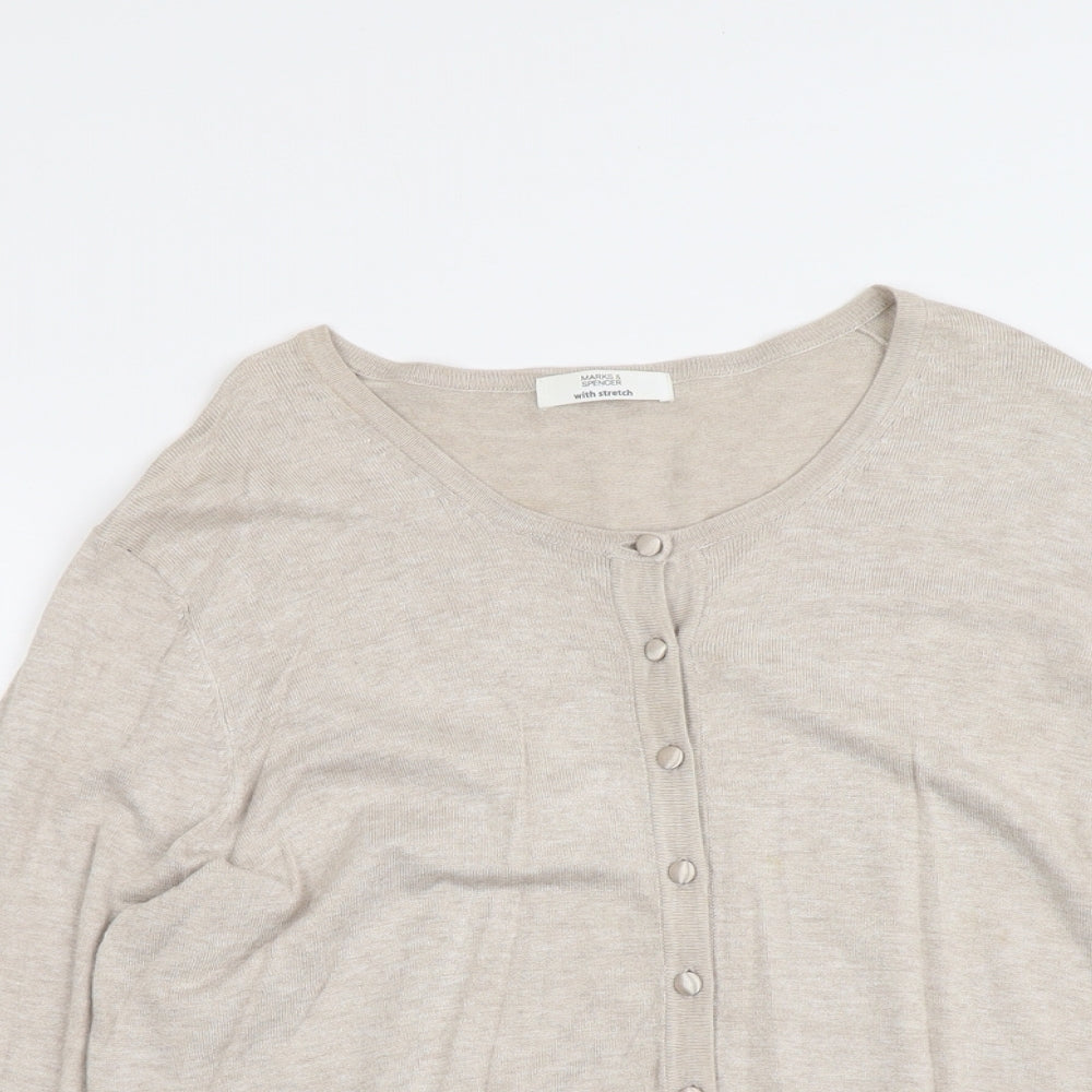 Marks and Spencer Womens Beige Round Neck Viscose Cardigan Jumper Size 18