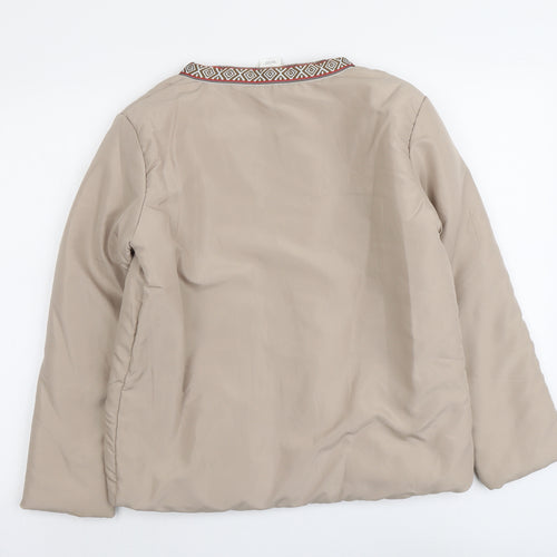 Gabriella Vicenga Womens Beige Geometric Jacket Size 10 Zip