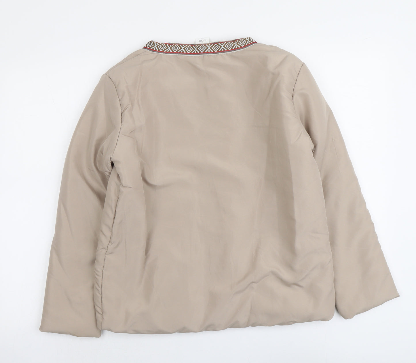 Gabriella Vicenga Womens Beige Geometric Jacket Size 10 Zip