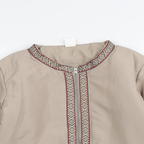 Gabriella Vicenga Womens Beige Geometric Jacket Size 10 Zip