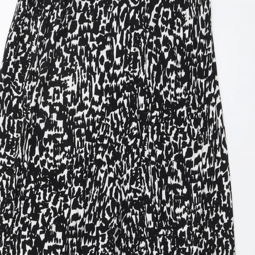 Marks and Spencer Womens Black Geometric Viscose Trousers Size S L26 in Regular