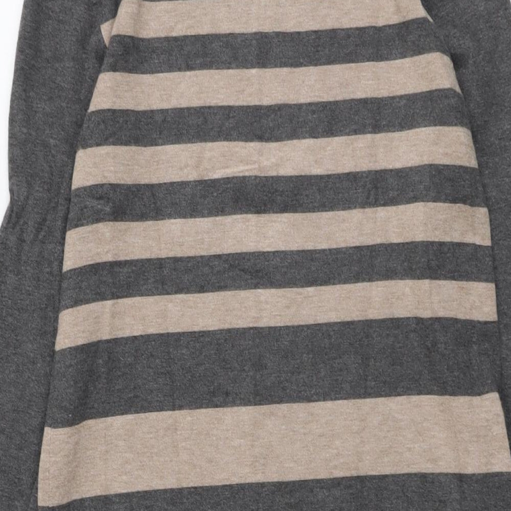 M&Co Womens Grey Boat Neck Striped Viscose Pullover Jumper Size 12