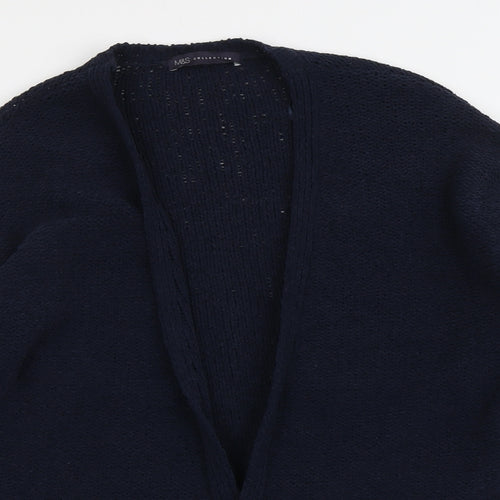 Marks and Spencer Womens Blue V-Neck Polyester Cardigan Jumper Size M