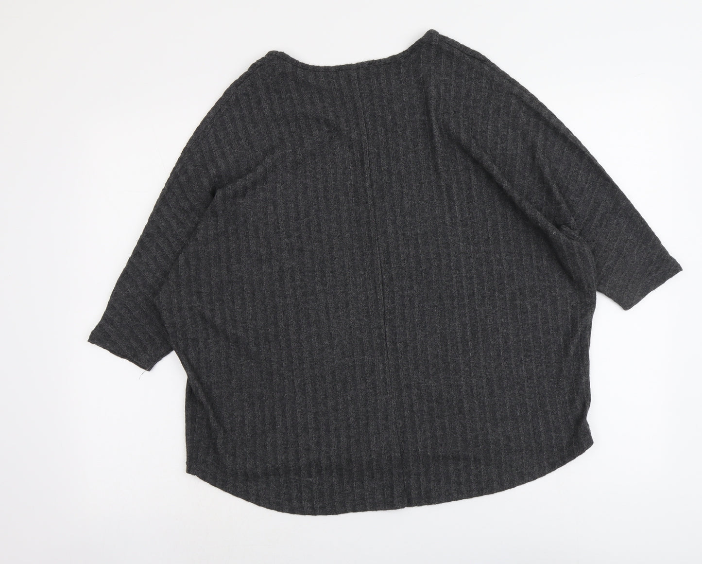 New Look Womens Grey V-Neck Polyester Pullover Jumper Size S
