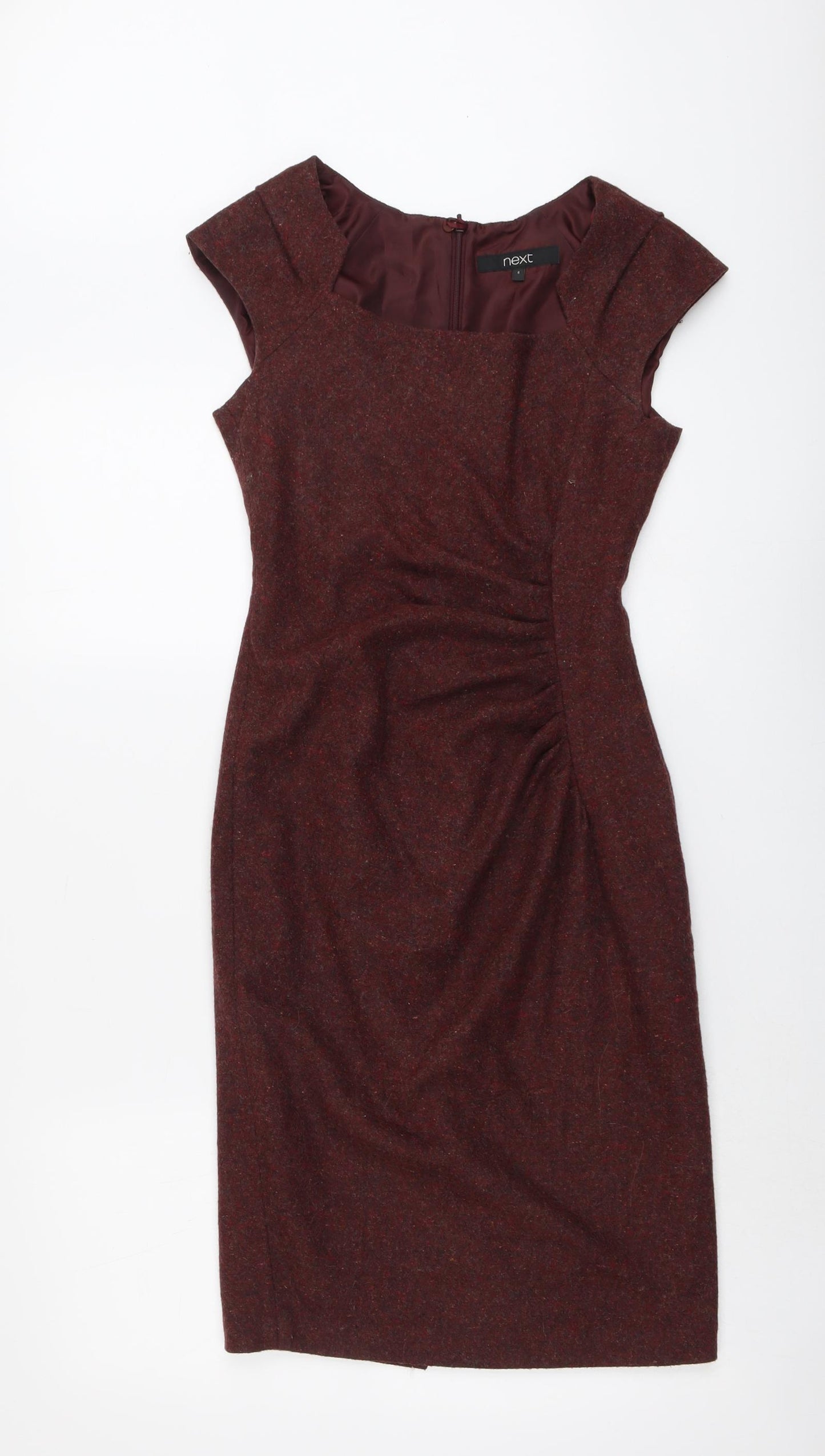 NEXT Womens Red Wool A-Line Size 6 Square Neck Zip