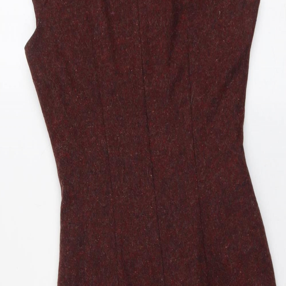 NEXT Womens Red Wool A-Line Size 6 Square Neck Zip