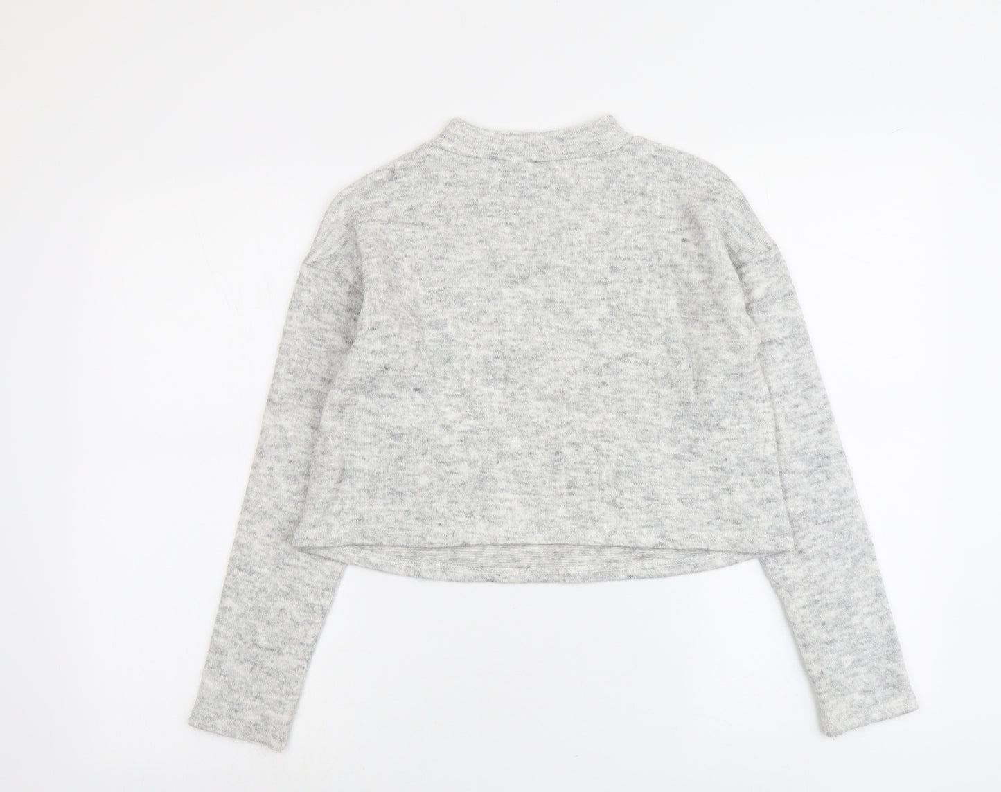 New Look Womens Grey Acrylic Basic T-Shirt Size 8 Round Neck