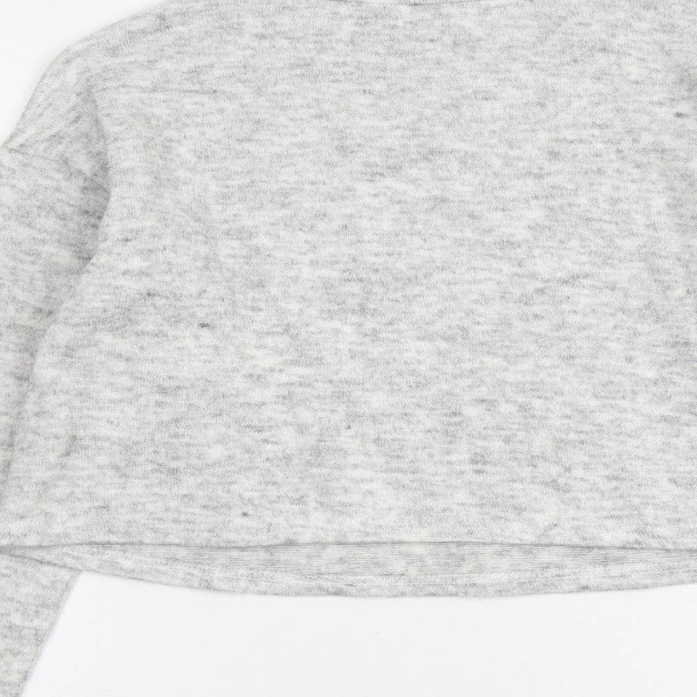 New Look Womens Grey Acrylic Basic T-Shirt Size 8 Round Neck