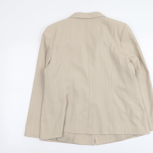 Bonmarché Womens Beige Striped Polyester Jacket Blazer Size 20
