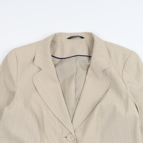 Bonmarché Womens Beige Striped Polyester Jacket Blazer Size 20