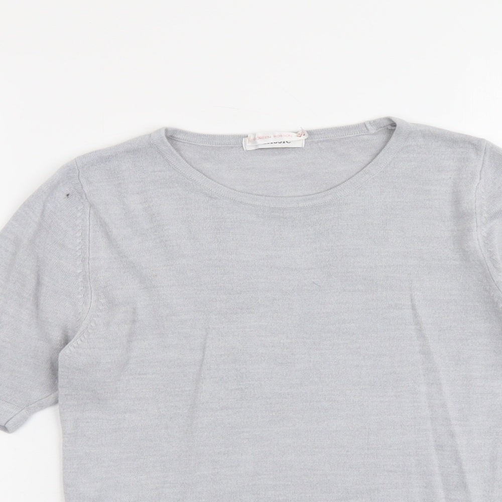 Marks and Spencer Womens Grey Round Neck Acrylic Pullover Jumper Size 8